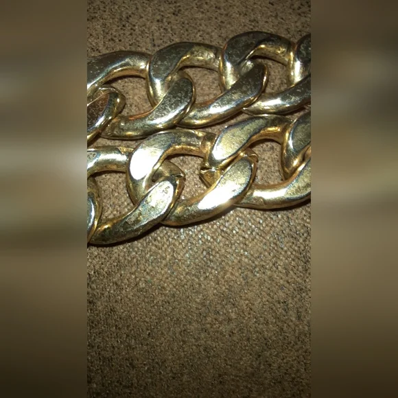 18in anchor goldtone heavy large link necklace with toggle clasp - Picture 8 of 14